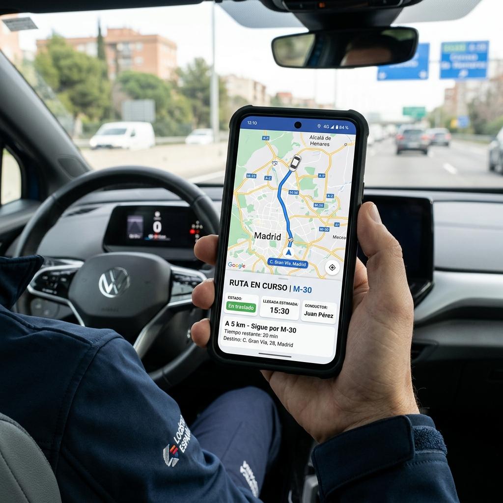 Seguimiento GPS del vehículo en tiempo real a través de la app de Flotacar